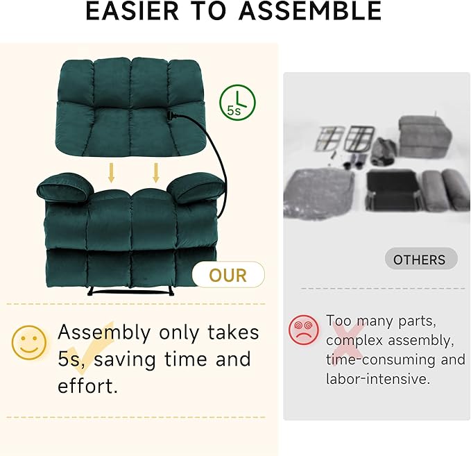 Oversized Recliner Chair Big Mans Recliner Chairs for Adults 400LBS Extra Wide Recliners for Tall Man Large Recliner Chair for Living Room Teal