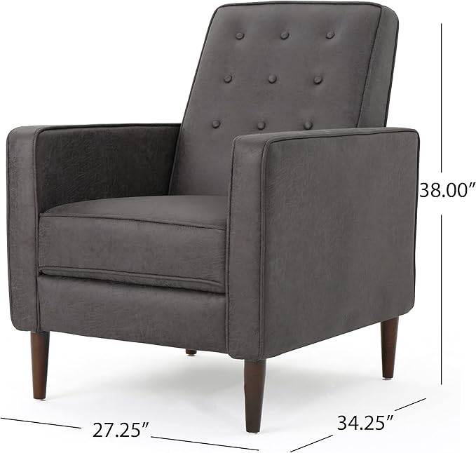 KEIKI Push Back Chair for Living Room Mid-Century Modern Recliner with Birch Legs