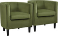 Yaheetech Velvet Accent Chair Modern and Comfortable Armchairs Upholstered Barrel Sofa Chair for Living Room Bedroom Waiting Room Olive Green 2pcs