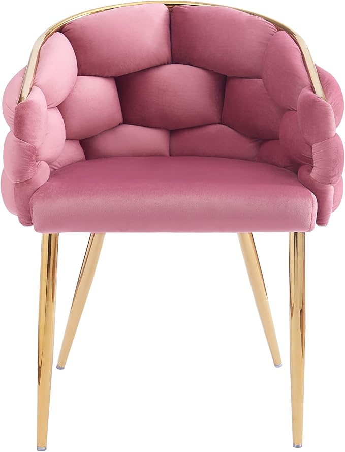 Christopher Knight Home Middlemist Barrel Accent Chairs Luxury Velvet Armchairs Modern Upholstered Chairs with Gold Legs Knitting Process for Living Room Home Rest Home Office(Set of 2) Pink