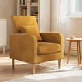 Magshion Mid-Century Accent Chair for Living Room Comfy Reading Chair for Bedroom Upholstered Linen Fabric Armchair Single Sofa with Back Pillow &amp Wood Legs 300 lbs Capacity Yellow