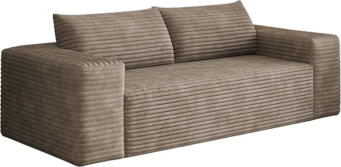 Eafurn Memory Foam Boneless Loveseat Sofa Couch 3-Seater Upholstered Sofa with Corduroy Fabric and Wider Armrest No Assembly Sofa for Living Room Bedroom &amp Apartment | Sturdiness Breathable ma