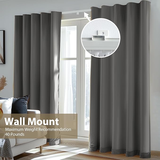 Ceiling Curtain TrackCurtain Track Wall MountedCeiling Mount Rail Room Divider Tracks Extra Long Curtains Rod for Living Room Bedroom Patio Sliding Door Curtains with ClipsWhite 6ft
