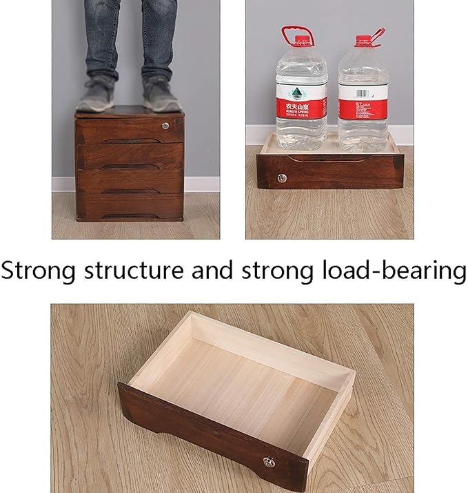 Wooden Desktop File Cabinet Organizer with Drawers for Monitor Stand and Printer Platform