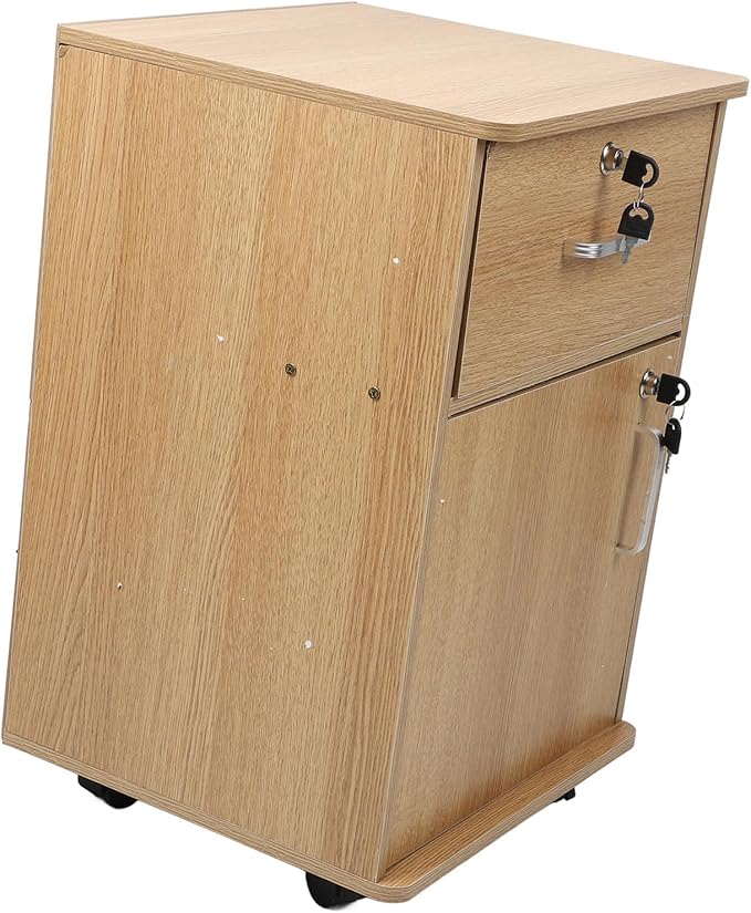 Under Desk Mobile File Cabinet Enhanced Security Mobile File Cabinet Stylish Appearance Easy Mobility for Office (Oak Color)