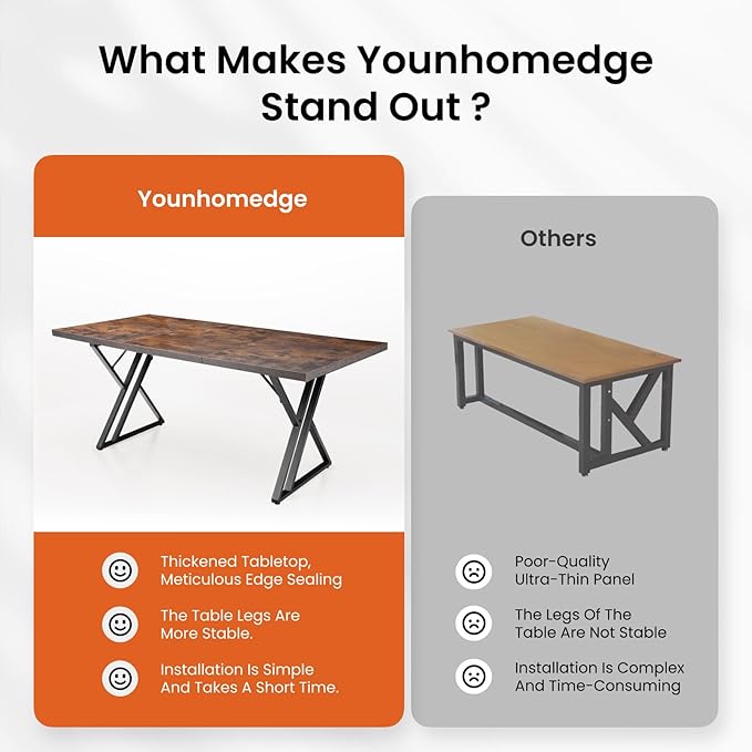 70.9Inch Office Desk Executive Office DeskModern Industrial Style Z-Shaped Table Legs Country Black Wood Grain Top for Home Office Study Conference (Iron Wood)