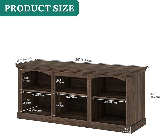 YITAHOME Farmhouse TV Stand for 65 Inch TV Entertainment Center with Adjustable Shelf Large TV Console Table for Living Room (Walnut)