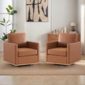Mlmh &amp Kngwa 30.7 Swivel Accent Chairs Set of 2 Upholstered Accent Chair Modern Faux Leather Swivel Chair for Living Room Bedroom Brown