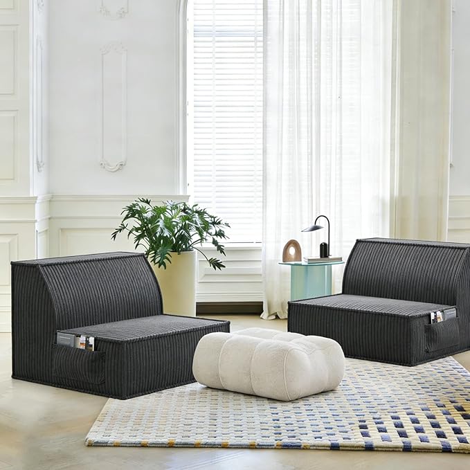 Single Sofa Seat Memory Foam Sofa with Back Support Mini Sofa Resistant to Sagging Suitable for Small Spaces Living Rooms Apartments Dorms Dark Black