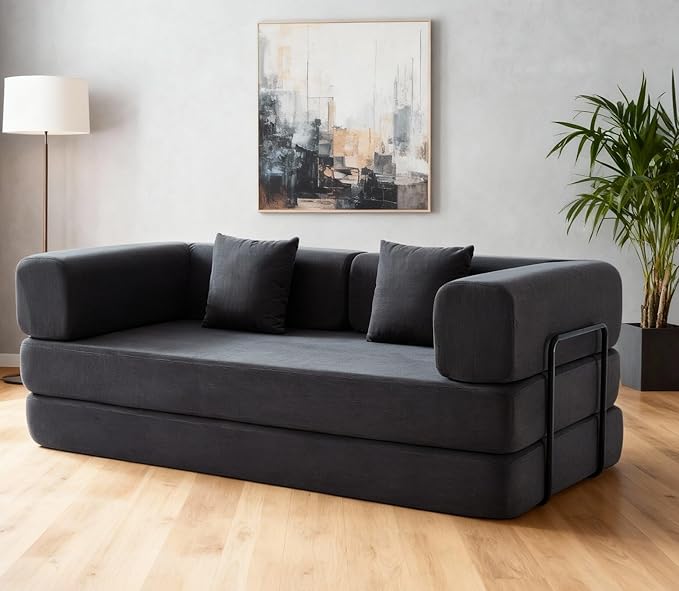 KEIKI Convertible Corduroy Sleeper Sofa Bed with Multi Position Backrest Floor Folding Mattress Sofa for Small Space Living Area Studio