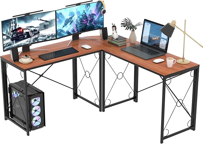 VECELO 39.4 Folding Computer Desk Simple Laptop Table Home Office Workstation for Reading Writing No Assembly Needed Small Space Rustic Brown（2pack）