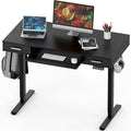 SHW 48-Inch Electric Height Adjustable Desk with Keyboard Tray and 2 Drawers Black