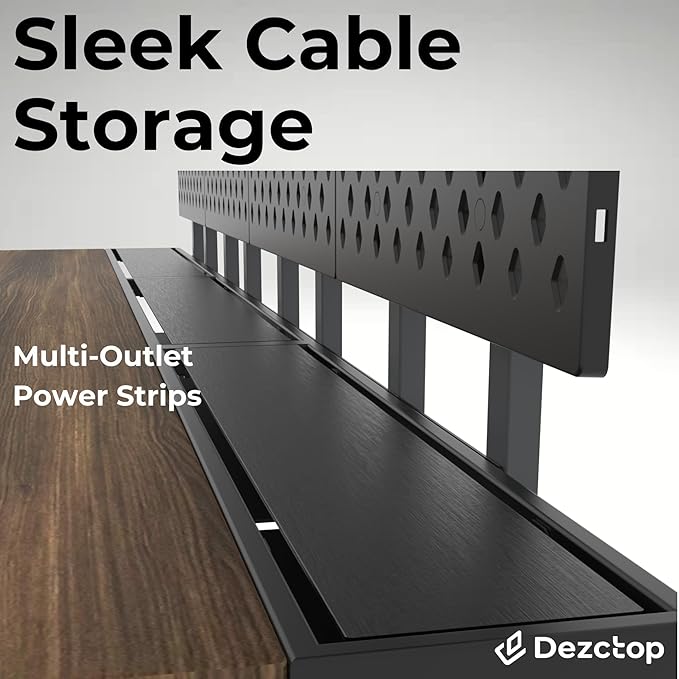 Dezctop Bifrost 120 47W x 28D Gaming PC Computer Desk with Shelves Large Workstation for Gamers or Home Office with Pegboard Built-in Cable Management Stainless Steel Frame (Walnut)