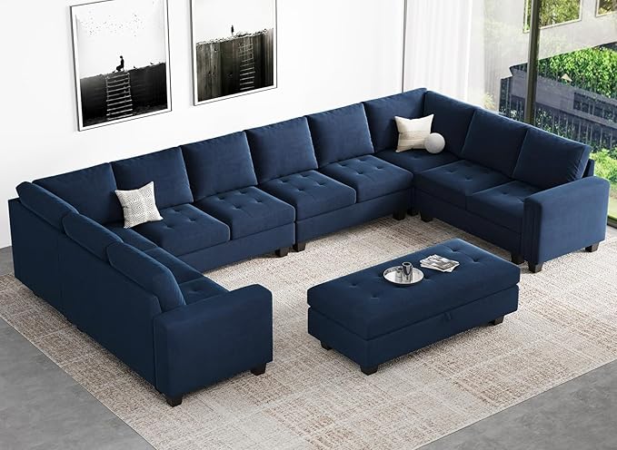 Belffin Corner Seat Module for Modular Sectional Sofa Blue