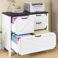 Lateral File Cabinet with 4 Drawers Farmhouse File Cabinet for Letter/Legal/A4 Size Hanging Files Large Wood File Storage Cabinets Printer Stand for Home Office Cabinet White and Black
