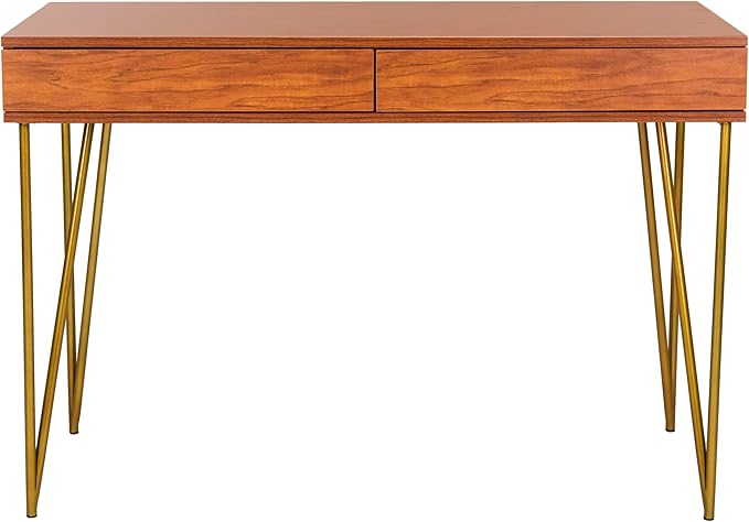 Safavieh Home Office Pine Modern Natural and Gold 2-drawer Desk