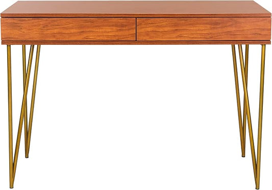 Safavieh Home Office Pine Modern Natural and Gold 2-drawer Desk