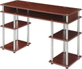 Convenience Concepts Designs2Go No Tools Desk Home Office Desk with Shelves Corner Shelf Vanity Desk Computer Desk Nail Table for Nail Tech - 47.25 L x 15.75 W x 30 H Cherry