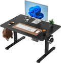 YIHAYO One-Piece Low Height Adjustable Desk Lifts 18.1-28.3 Inches Electric Standing Desk for Short People 32 x 24 Inches Computer Table with Splice Board for Home Office Black