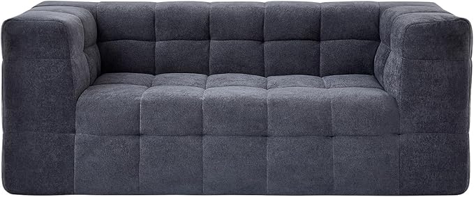 Modern Loveseat SofaBoneless Couch in a Box with Tufted DesignNo Assembly RequiredHigh-Resiliency Memory FoamSmall Sofa for Small SpacesLiving RoomBedroomGrey
