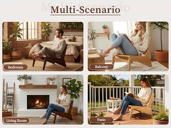 Rattan Chair 2Pcs Mid-Century Accent Chair Rattan Lounge Chair for Living Room Boho Side Corner Comfy Chair for Bedroom and Balcony Walnut