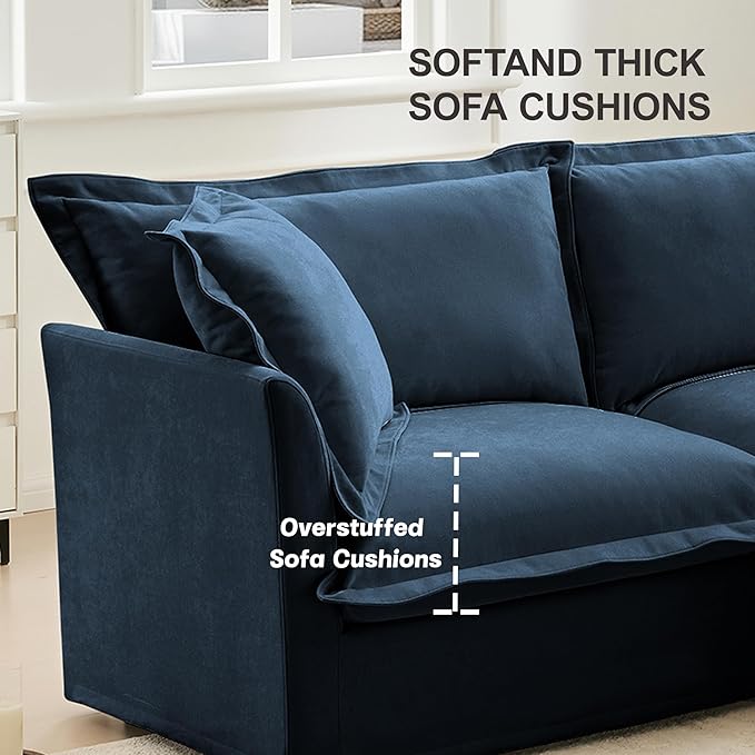 49'' Chenille Chaise Lounge Chair Indoor Oversized Upholstered Sleeper Sofa with Movable Ottoman Removable &amp Washable Sofa Cover for Living Room Home Theater ApartmentBlue