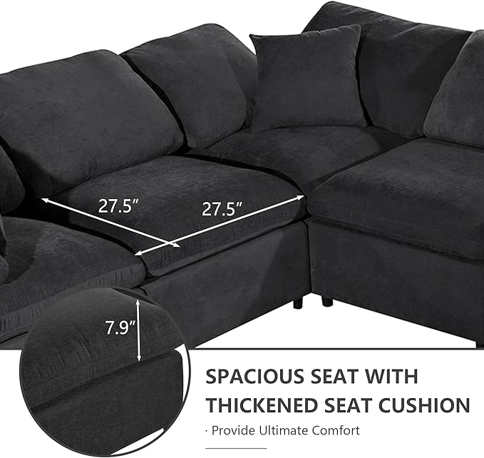 Oversized Modular Sectional Sofa U Shaped Couch with Movable Ottoman Large 7 Seater Corner Sofa for Living Room Office Spacious Space (Gray)