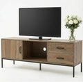 TV Stand for 55/60 Inch TV Modern Wood Entertainment Center with Storage 52 Media Console Table with 2 Drawers &amp Door Cabinet Television Stands for Living Room &amp Bedroom (Rustic Brown)