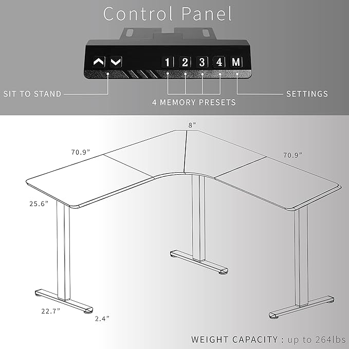 VIVO Electric Height Adjustable 71 x 71 inch Curved Corner Stand Up Desk White Table Top White Frame Memory Controller L-Shaped Workstation E3C Series DESK-KIT-E3CWW