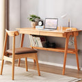 Solid Wood Desk Mid Century Modern Desks Home Office Desks with Drawers Small Desk for Bedroom