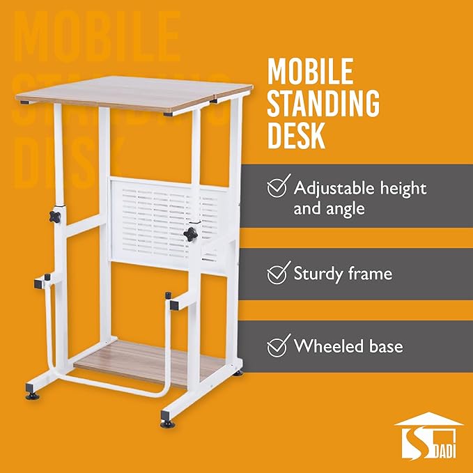 SDADI Adjustable-Height Standing Desk 2-Mode Modern Standing and Sitting Desk Light Grain