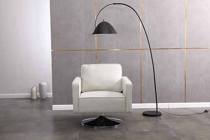 Generic Modern Linen Swivel Accent Chair Comfy Armchair with 360 Degree Swiveling for Living Room Bedroom Reading Room Home OfficeBeige
