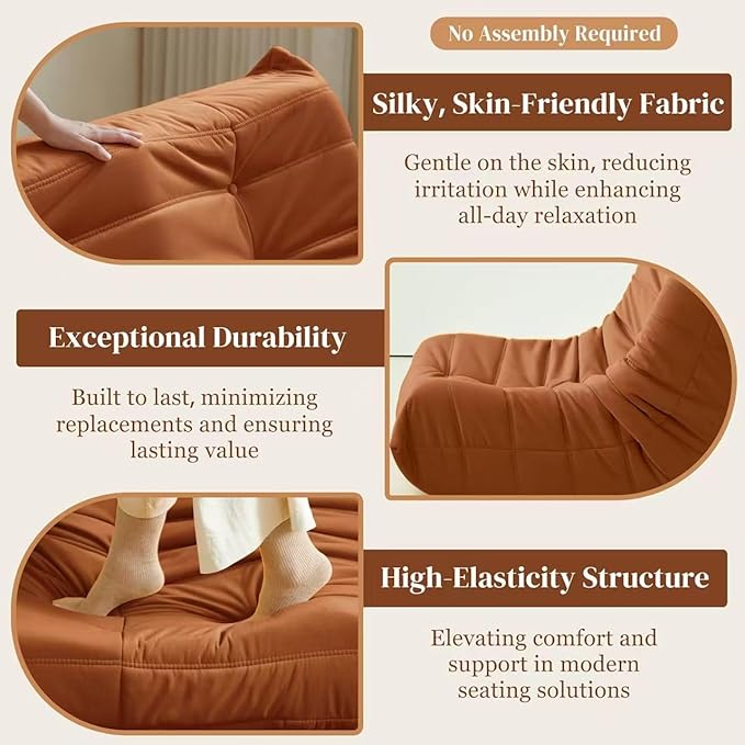 Luxury Accent Chair Orange Microfiber Comfy Chair with Button-Tufted Details Armless Lounge Chair Modern Living Room Furniture for Bedroom Apartment &amp Gaming Room (Orange)