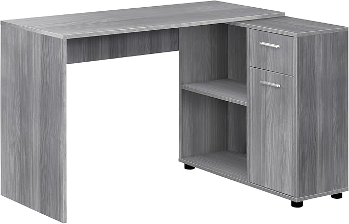 Computer Desk Home Office Corner Storage Drawers 46 l L Shape Work Laptop Grey Laminate Contemporary Modern