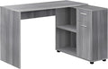 Monarch Specialties Workstation with Storage Shelves and Cabinet for Home &amp Office-Contemporary Style L Shaped Computer Desk 46 L Grey