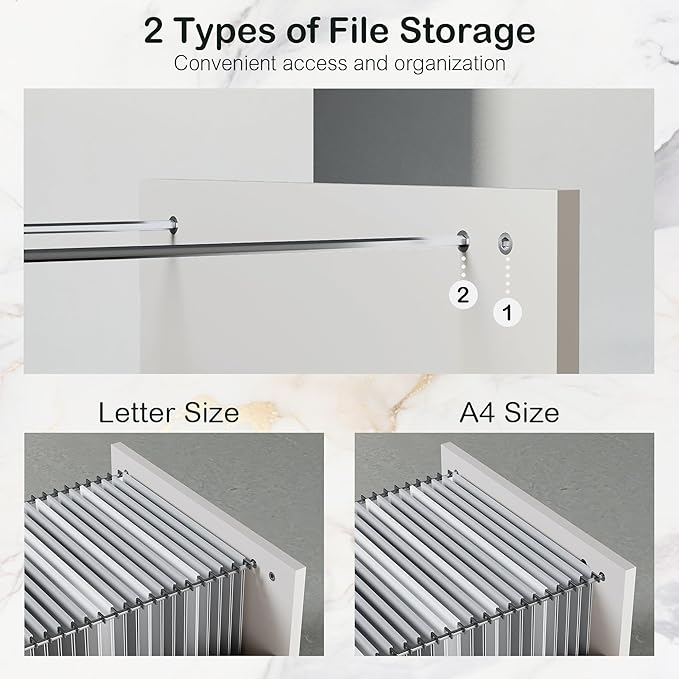 63 Standing Desk with File Cabinet Privacy Panel AC/USB 1.18 Desktop Executive L Shaped Height Adjustable Desk Electric Stand Up Table with 3 Drawers White Rattan