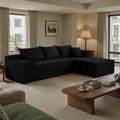 Black 103“ Cloud Couch Sectional Sofa in Box with L-Shape ChaiseModern Modular Couches Upholstered with Deep Seat for Living RoomNo Assembly Required