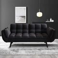 KINFFICT 57 inch Black Futon Sofa Couch Bed Comfy Velvet Upholstered Loveseat Convertible Sleeper Sofa cama with Adjustable Backrest Mid Century Modern Sofas for Living Room Bedroom Small Space