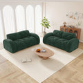 2 Piece Couch Sets for Living Room Soft Velvet Couch and Loveseat Sets with Tufted Design Modern Boneless Sofa with Deep Seat 32D High Density Sponge Bottom No Assembly Required Green
