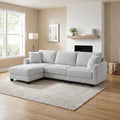 100 L Shaped Sectional Couches for Living Room Modular Sectional Sofa with Movable Ottoman Corduroy 4 Seat Couch with Built-in Charging Ports Light Grey | Movable Ottoman Soft Corduroy Feel USB