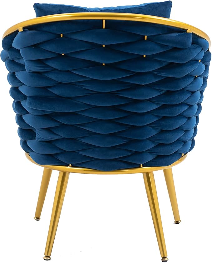 Velvet Accent Chair Modern Upholstered Armchair Tufted Chair with Metal Frame Single Leisure Chairs for Living Room Bedroom Office Balcony