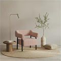 Corduroy Upholstered Accent Chair - Cozy Modern Decorative Armchair Comfortable Cute Corner Side Chairs for Living Room Bedroom Reading Nook Small Spaces (Pink Black Leg)
