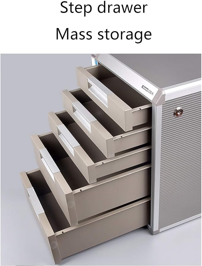 MAARKA File Cabinet Office Desktop Storage Box Shelf - 4/5 Drawers Aluminum Alloy Storage Drawers Desk Storage Unit Organizer Lockable File Cabinet A4 Box for Office (Size : 4 Layer)