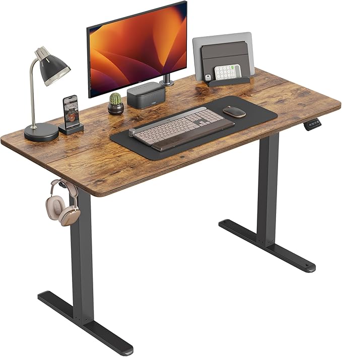 CubiCubi Electric Standing Desk 48 x 24 Inches Height Adjustable Sit Stand Desk Ergonomic Home Office Computer Workstation Rusticbrown