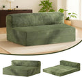 Folding Futon Sofa Bed Full Size 6 inch Convertible Floor Couch Bed with Removable Corduroy Cover Pull Out Couch for Small Spaces High-Density FoamGreen