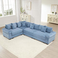 117 Corduroy Sectional Couches for Living Room Blue Comfortable Oversized Sectional Sofa Set with Deep Seat Large 3 Seater Couch with Corner Sofas para Sala Modern Couch Set
