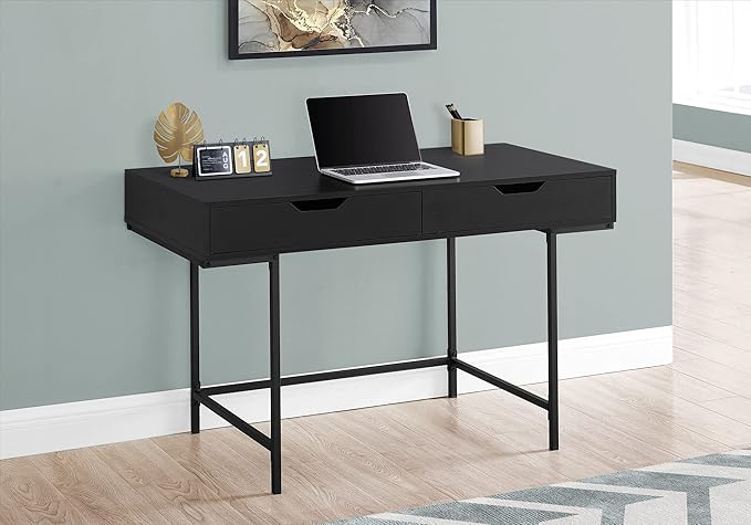 Monarch Specialties I 7556 Computer Desk Home Office Laptop Storage Drawers 48 L Work Metal Laminate Black Contemporary Modern
