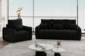 2 Piece Cloud Couch and Chair Set for Living Room Comfy Plush Teddy Sectional 3-Seater Couches with Pillows and Back Cushions Modern Deep Seat Oversized Sofa for Bedroom Apartment Black