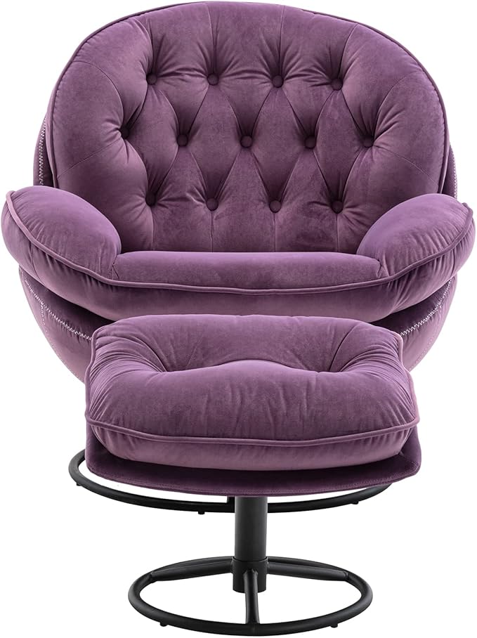 Accent Chair TV Chair Living Room Chair with Ottoman Purple LY757