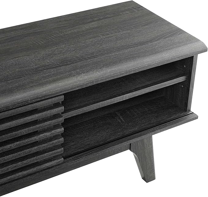 Modway Render Mid-Century Modern Low Profile 70 Inch Media Console TV Stand in Charcoal 70